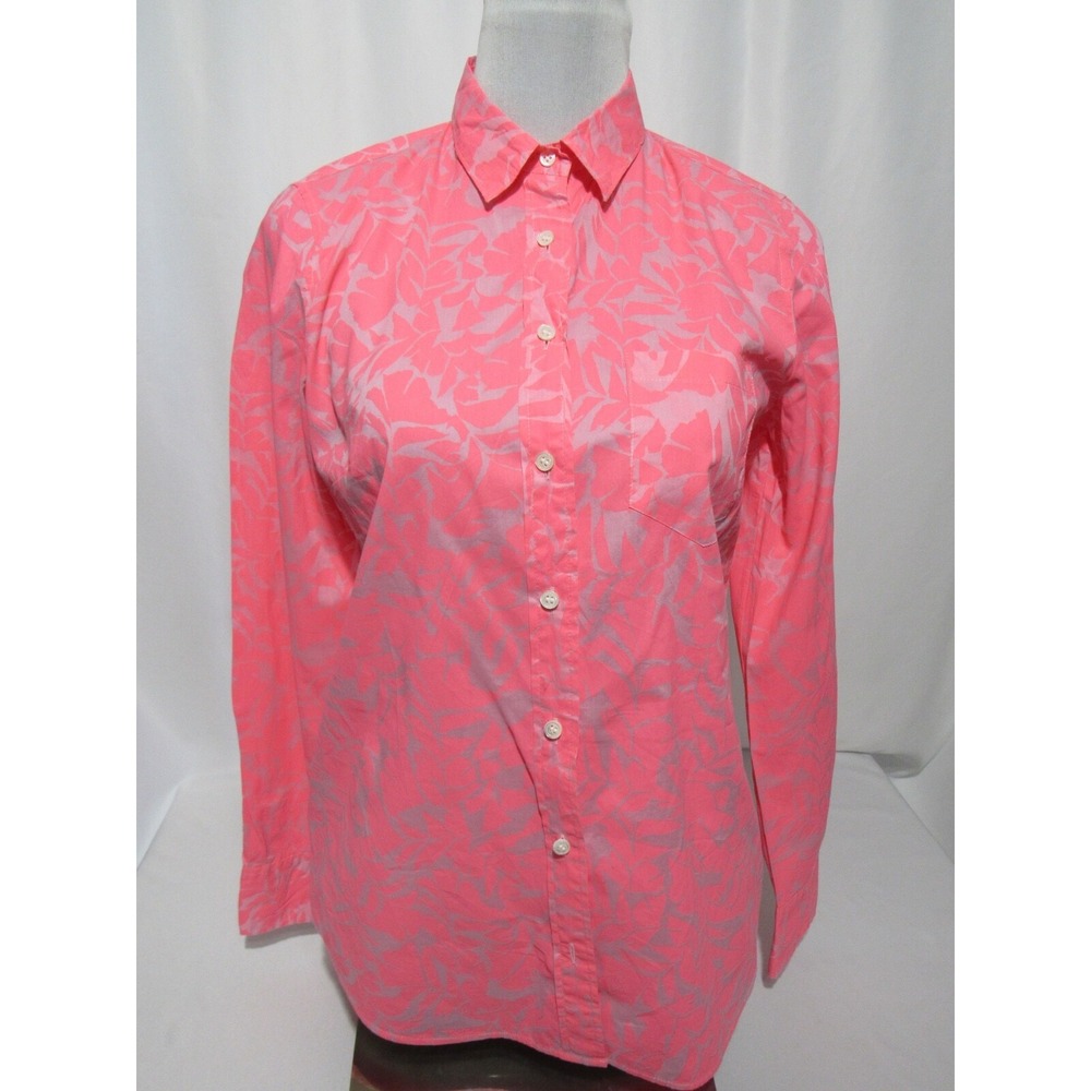 J Crew Women's Top Size 2 Fuchsia Pink Long Button Front‎ Blouse